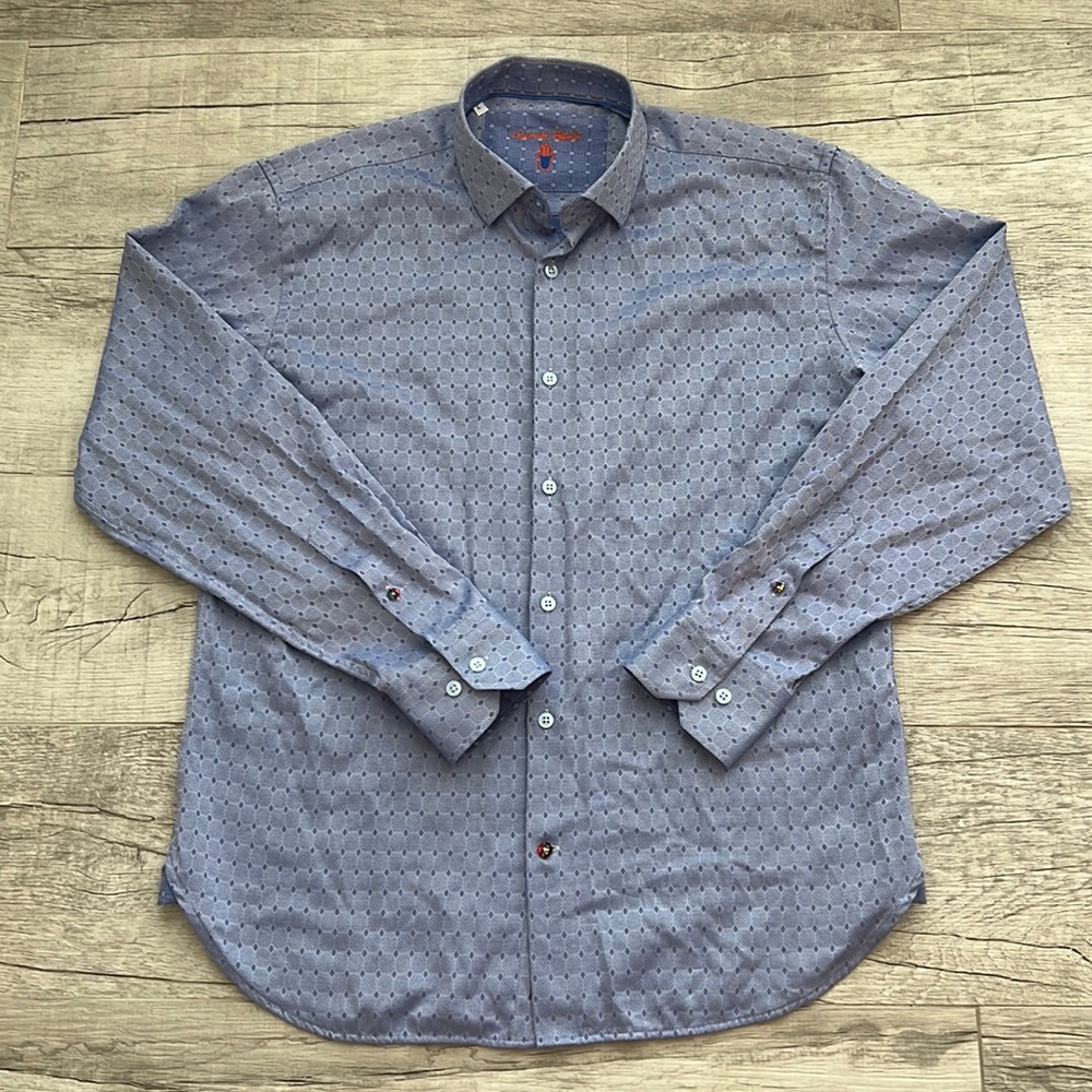 Luchiano Visconti Black My Favorite Shirtā Blue Button Down Shirt Men's Size L